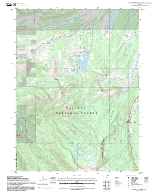 2025 Forest Service Topo Map of Whitney Reservoir Utah