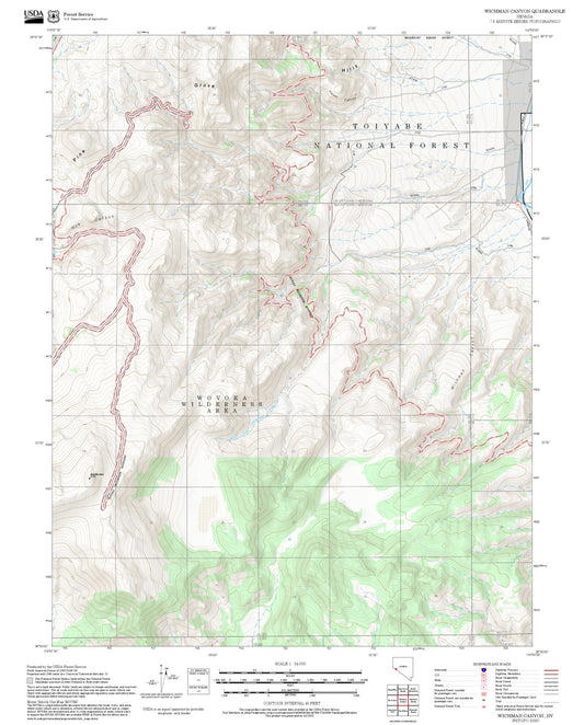 2025 Forest Service Topo Map of Wichman Canyon Nevada
