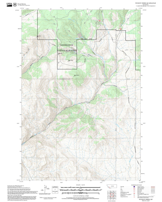 2025 Forest Service Topo Map of Wickiup Creek Montana