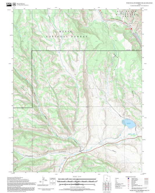 2025 Forest Service Topo Map of Wide Hollow Reservoir Utah