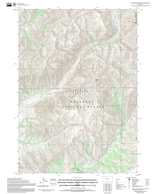 2025 Forest Service Topo Map of Wiggins Peak Wyoming