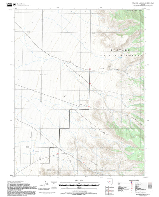 2025 Forest Service Topo Map of Wildcat Canyon Nevada