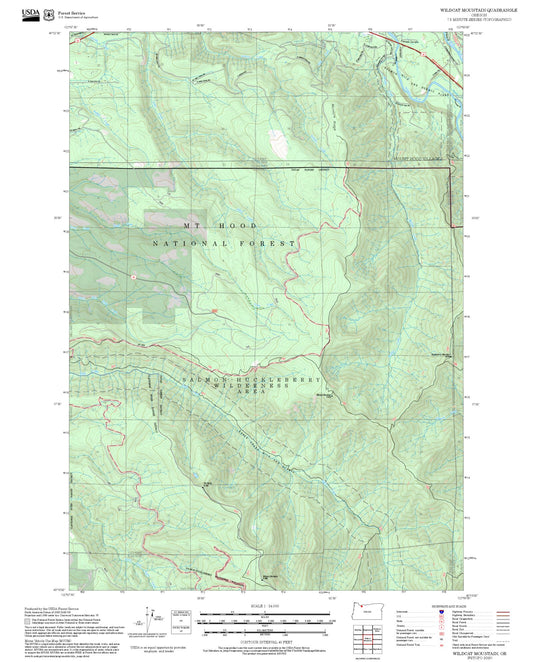 2025 Forest Service Topo Map of Wildcat Mountain Oregon