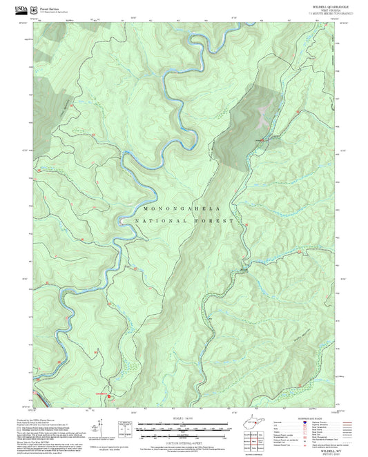 2025 Forest Service Topo Map of Wildell West Virginia