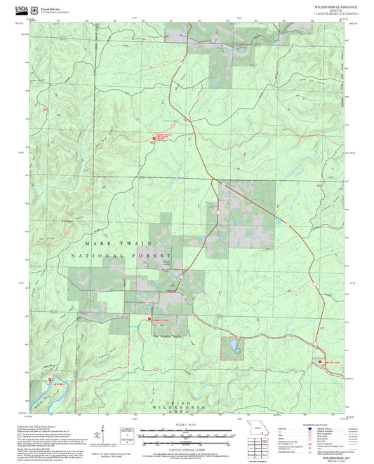 2025 Forest Service Topo Map of Wilderness Missouri