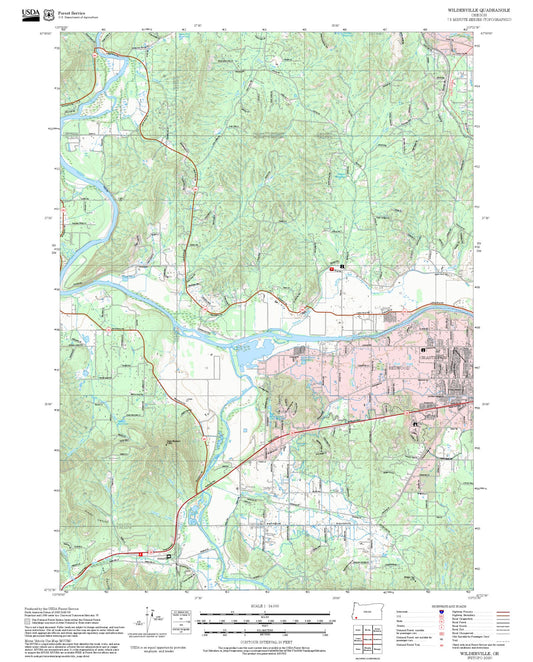 2025 Forest Service Topo Map of Wilderville Oregon