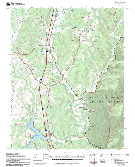 2025 Forest Service Topo Map of Wildie Kentucky
