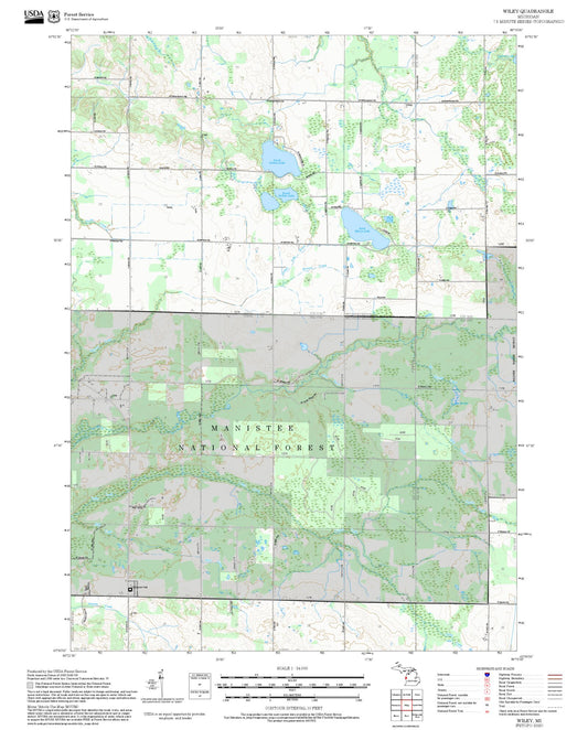 2025 Forest Service Topo Map of Wiley Michigan