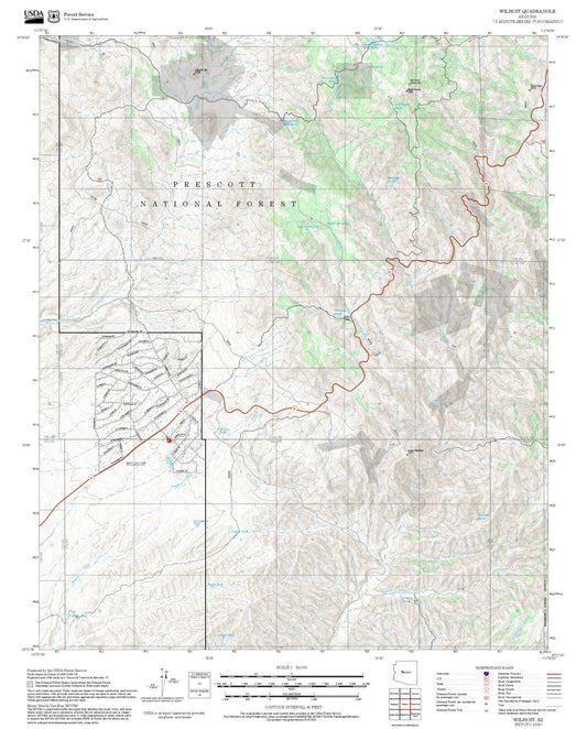 2025 Forest Service Topo Map of Wilhoit Arizona