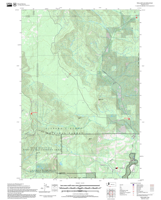 2025 Forest Service Topo Map of Willard Washington