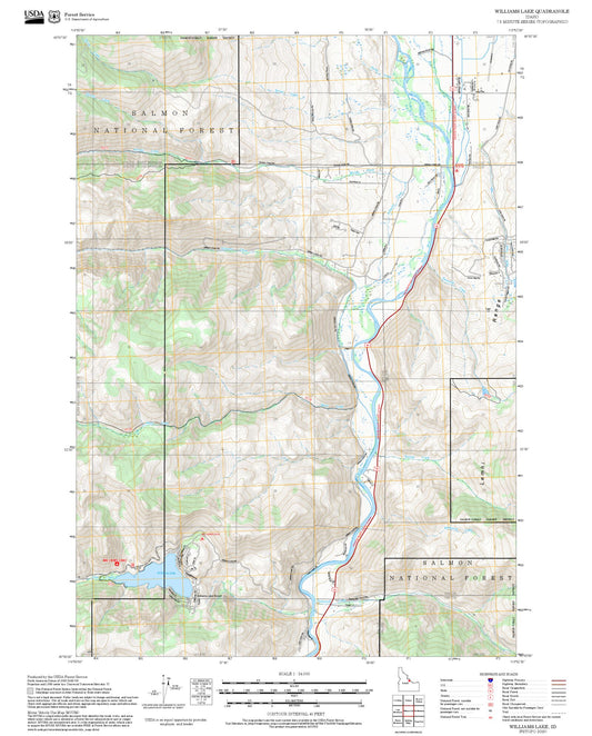2025 Forest Service Topo Map of Williams Lake Idaho