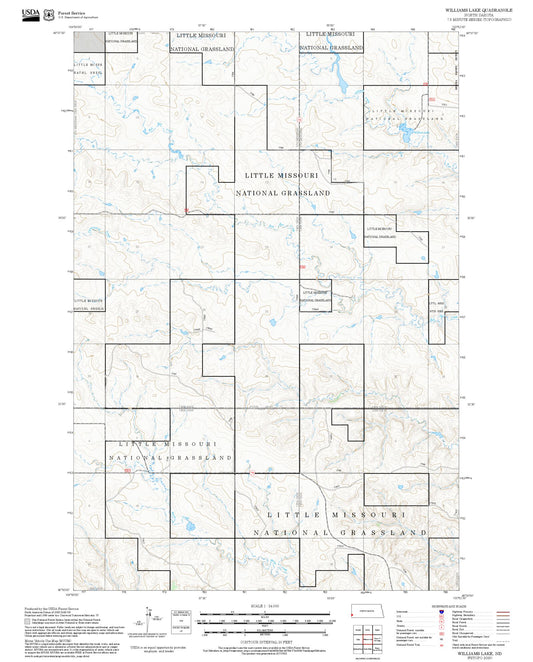 2025 Forest Service Topo Map of Williams Lake North Dakota
