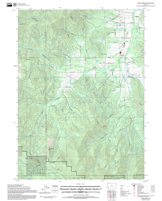 2025 Forest Service Topo Map of Williams Oregon