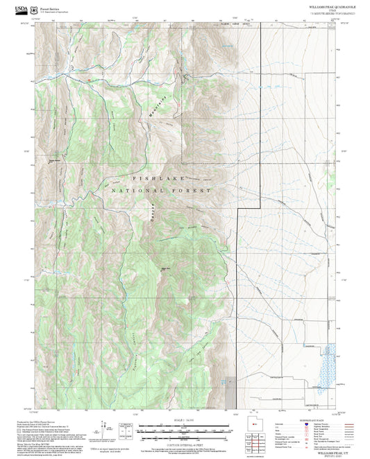 2025 Forest Service Topo Map of Williams Peak Utah