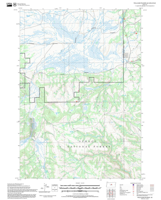 2025 Forest Service Topo Map of Williams Prairie Oregon