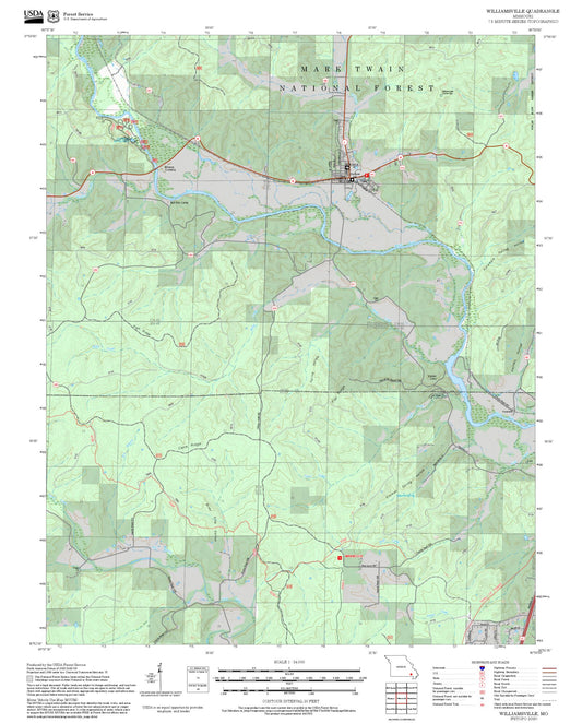 2025 Forest Service Topo Map of Williamsville Missouri