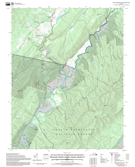 2025 Forest Service Topo Map of Williamsville Virginia