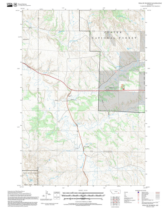 2025 Forest Service Topo Map of Willow Crossing Montana