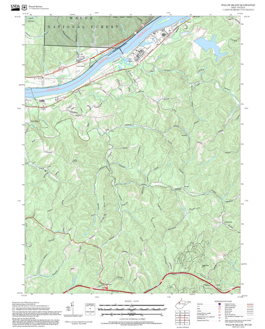 2025 Forest Service Topo Map of Willow Island West Virginia