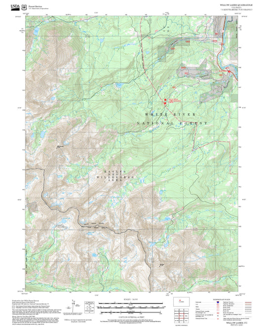 2025 Forest Service Topo Map of Willow Lakes Colorado