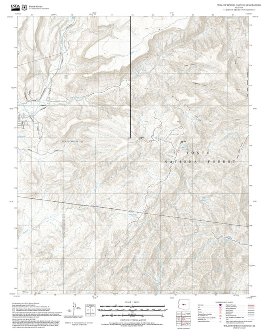 2025 Forest Service Topo Map of Willow Spring Canyon Arizona