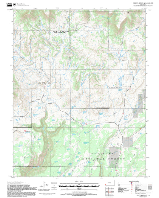 2025 Forest Service Topo Map of Willow Spring Colorado