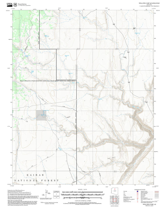 2025 Forest Service Topo Map of Willows Camp Arizona