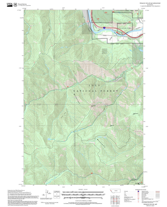 2025 Forest Service Topo Map of Wilson Gulch Montana