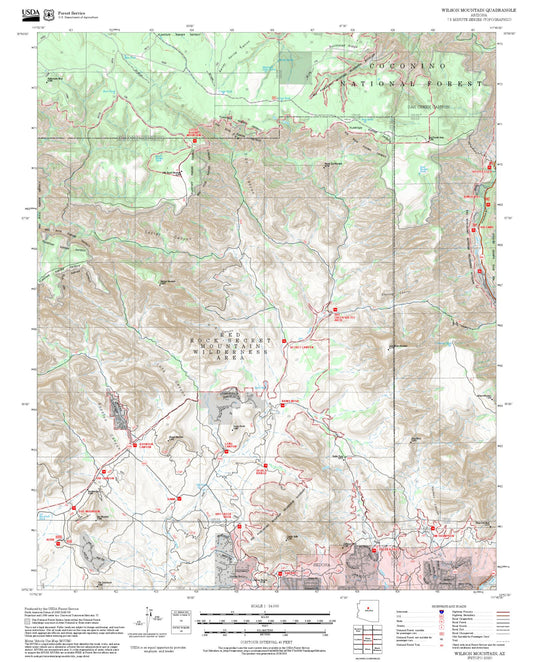 2025 Forest Service Topo Map of Wilson Mountain Arizona