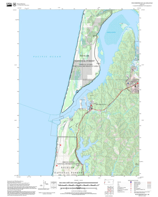 2025 Forest Service Topo Map of Winchester Bay Oregon