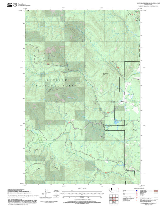 2025 Forest Service Topo Map of Winchester Peak Washington