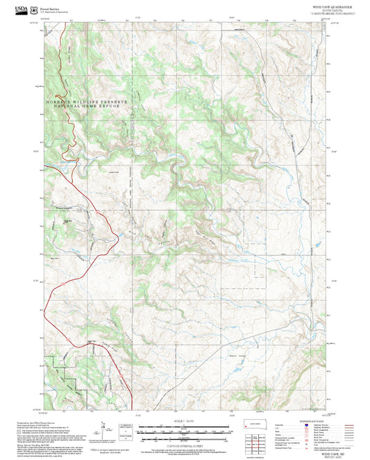 2025 Forest Service Topo Map of Wind Cave South Dakota