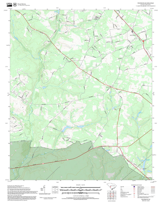 2025 Forest Service Topo Map of Windsor South Carolina