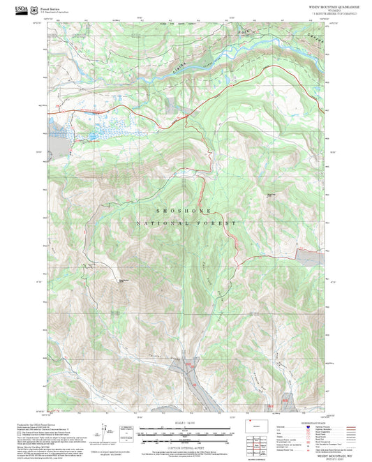 2025 Forest Service Topo Map of Windy Mountain Wyoming