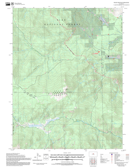 2025 Forest Service Topo Map of Windy Peak Colorado