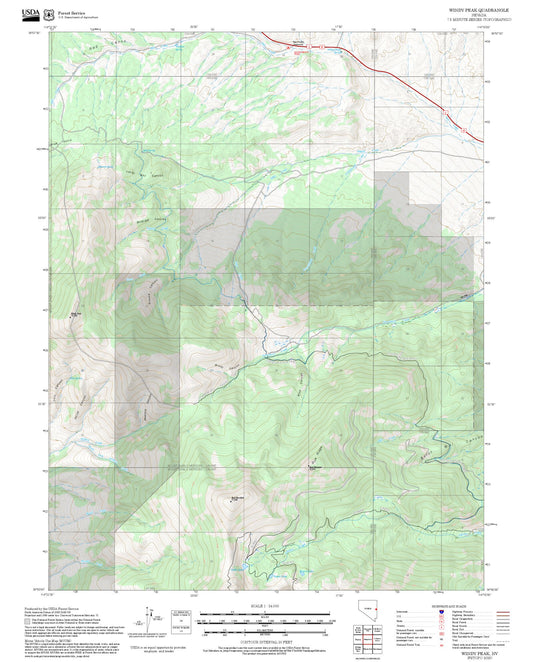 2025 Forest Service Topo Map of Windy Peak Nevada