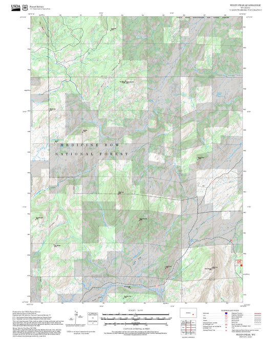 2025 Forest Service Topo Map of Windy Peak Wyoming