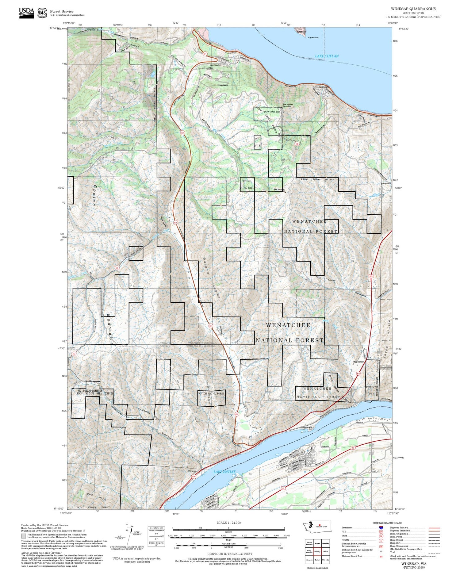 2025 Forest Service Topo Map of Winesap Washington