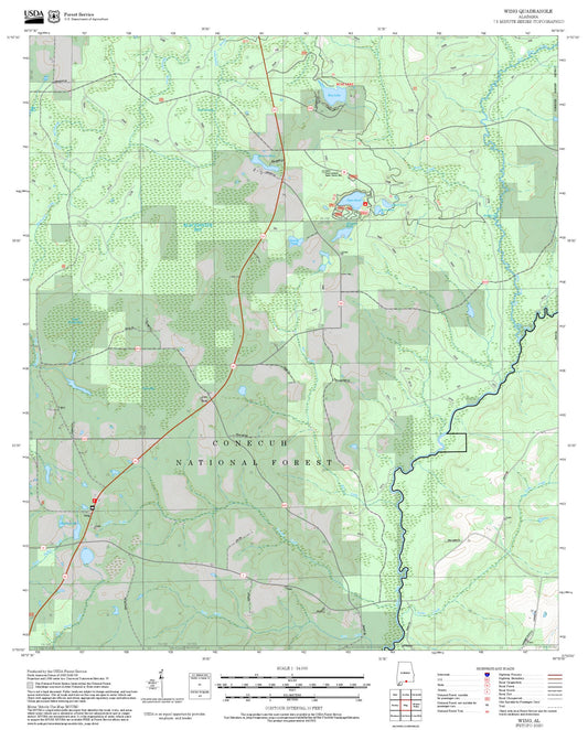 2025 Forest Service Topo Map of Wing Alabama