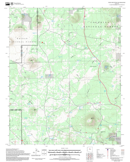 2025 Forest Service Topo Map of Wing Mountain Arizona