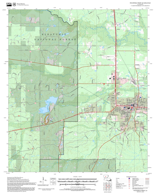 2025 Forest Service Topo Map of Winnfield West Louisiana