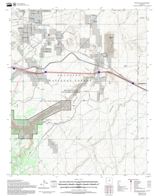 2025 Forest Service Topo Map of Winona Arizona