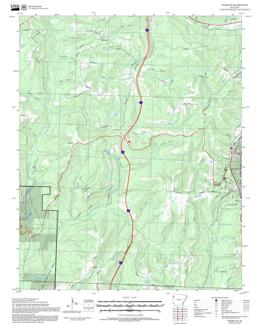 2025 Forest Service Topo Map of Winslow Arkansas