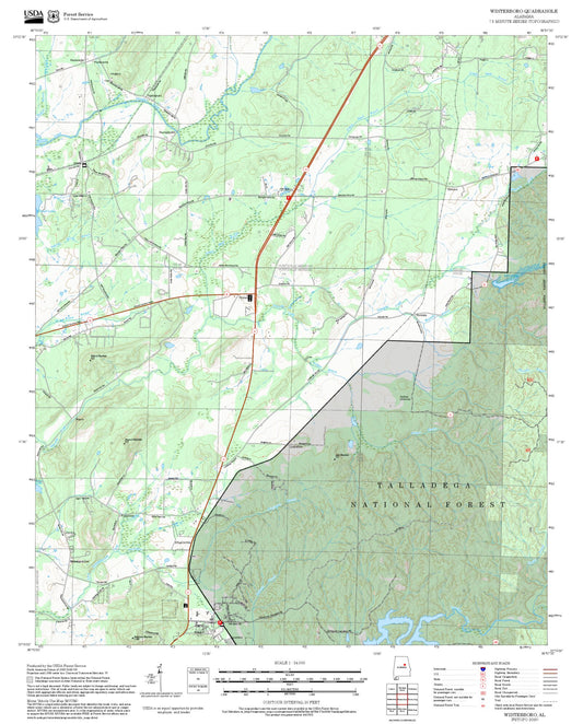2025 Forest Service Topo Map of Winterboro Alabama