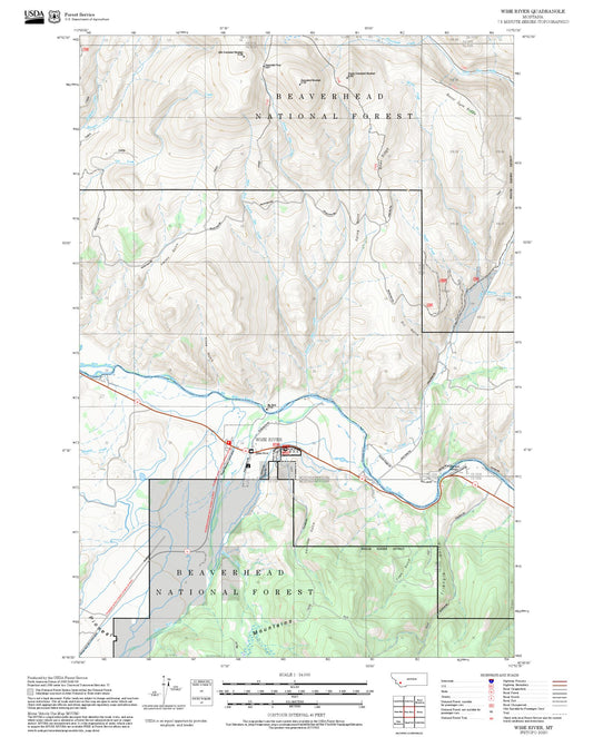 2025 Forest Service Topo Map of Wise River Montana