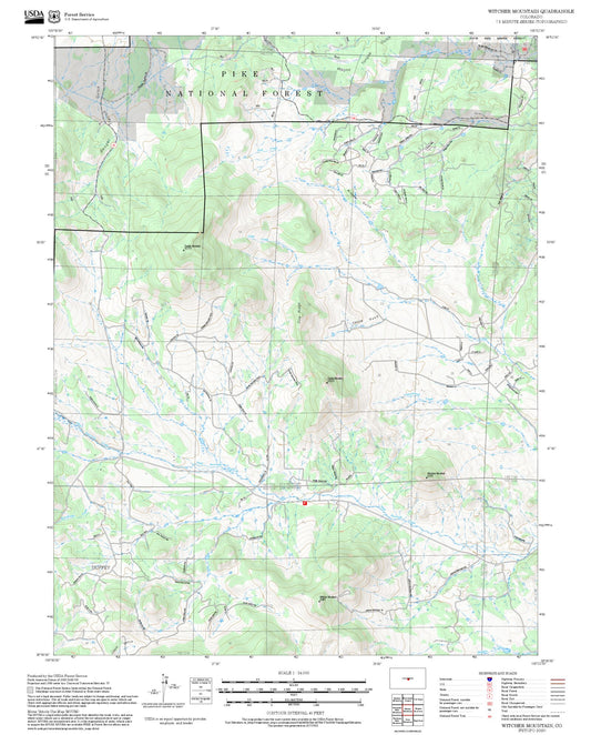 2025 Forest Service Topo Map of Witcher Mountain Colorado