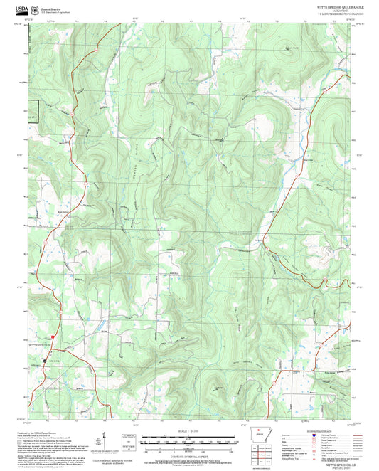 2025 Forest Service Topo Map of Witts Springs Arkansas