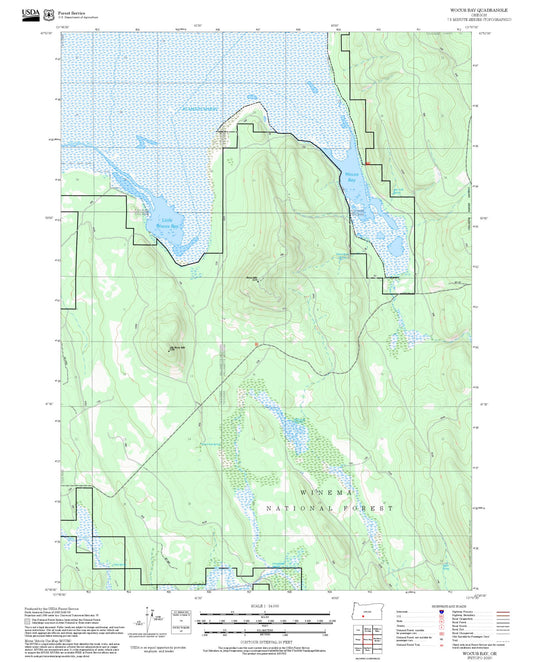 2025 Forest Service Topo Map of Wocus Bay Oregon