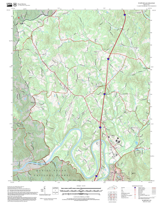 2025 Forest Service Topo Map of Wofford Kentucky