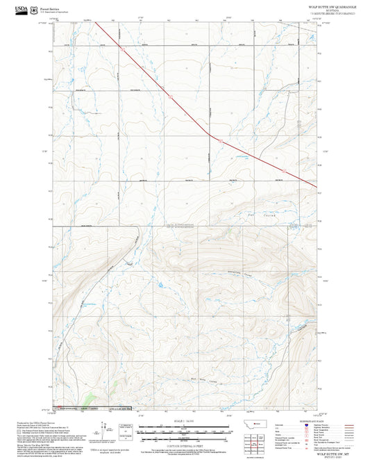 2025 Forest Service Topo Map of Wolf Butte NW Montana